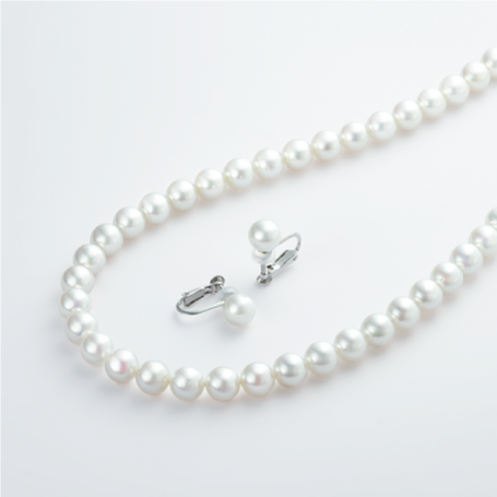 WAKANA(ワカナ) アコヤ真珠ネックレスイヤリングセット 〈7.0-7.5mm 43cm〉