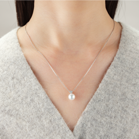 WAKANA(ワカナ) Ptアコヤ真珠ダイヤモンドペンダントネックレス 〈8.0mm Pt900 D:0.03ct/7pcs 45cm〉